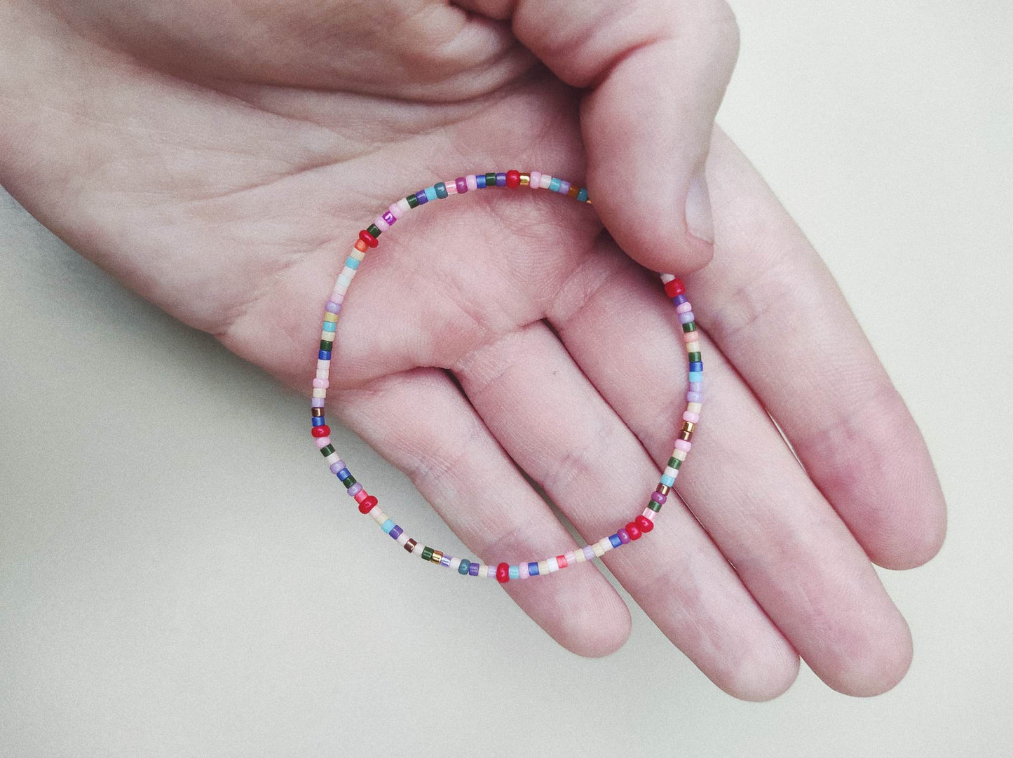 Zelfgepareld armbandje/voetbandje/ketting