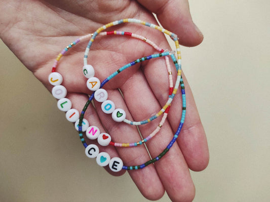 Zelfgepareld armbandje/voetbandje/ketting